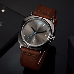 TOMI T-084 Men's Watch Quartz Date Leather Strap - Yezibay